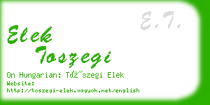 elek toszegi business card